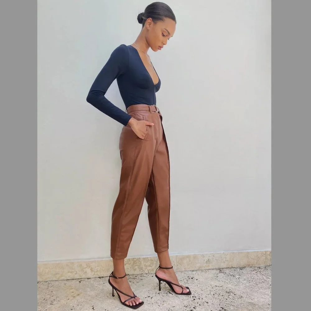 Babaton vegan leather trouser pant - Picture 2 of 4